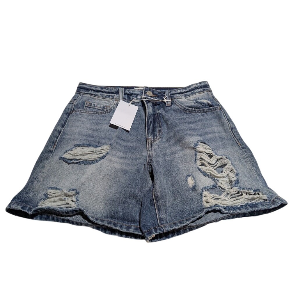 Vervet Distressed Denim Shorts Ripped High Waist Casual Trendy Womens Size S NWT